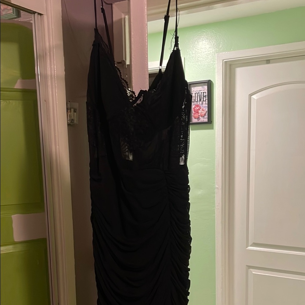 Fashion Nova Black Sequin Slip Dress